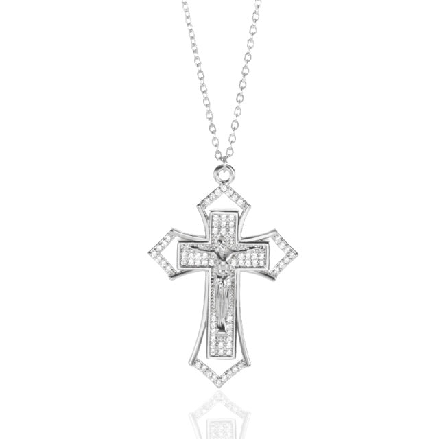 Stainless Steel Gold Cross Chain Necklace For Women Men