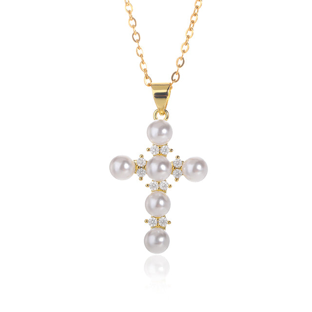 Stainless Steel Gold Cross Chain Necklace For Women Men